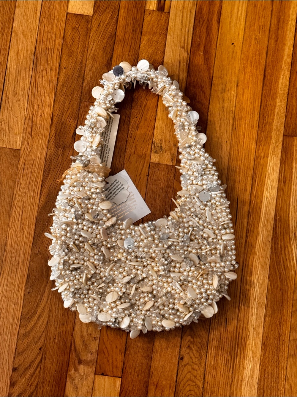 Beaded Pearl Cluster Shoulder Bag - Ivory